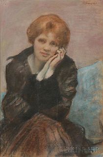Kenneth Frazier (American, 1867-1949)      Woman Seated, Resting Face in Hands