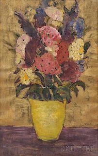 Dorothea M. Litzinger (American, 1889-1925)      Floral Still Life with Laurel, Foxglove, and Daisies