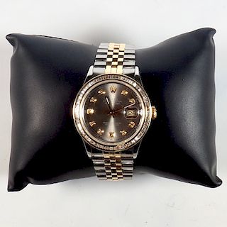 Rolex YG/SS DateJust Baguette Diamond 36mm Watch