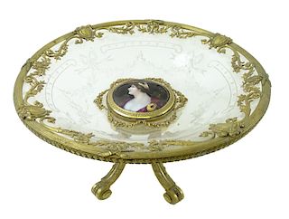 A French Bronze Mounted Enamel Insert Compote