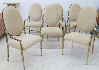 (6) Six Mastercraft Brass Dinning Table chairs
