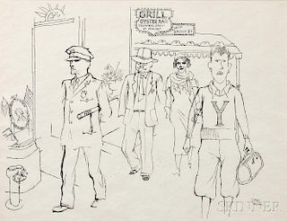 George Grosz (German/American, 1893-1959)      Grill-Oyster Bar, New York