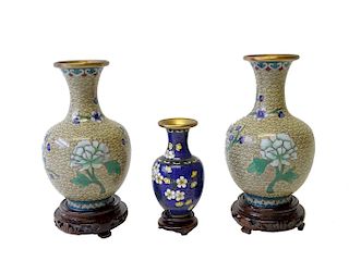 Lot of 3 Cloisonné Vases
