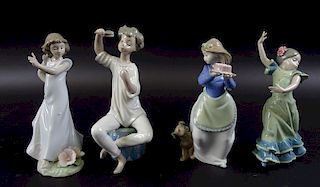 Collection of four porcelain lladro figures