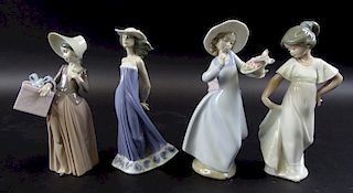 Collection of four lladro porcelain figures