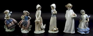 Collection of six lladro porcelain figures