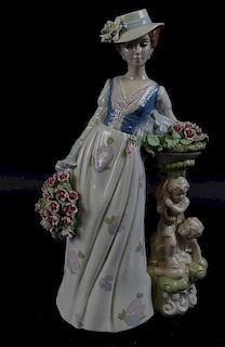 Nadal Lladro Porcelain Women in Dress w/ Flowers