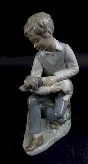 Nao Lladro Porcelain Figure Depicting Boy w/ Dog