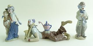 (3) Three Lladro Clown Porcelain Figures