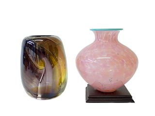 Lot of 2 Art glass Vases