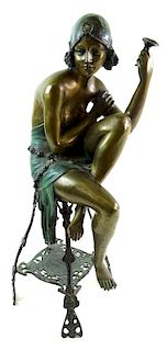 Art Deco Style Bronze Seated Women Sculpture.