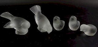 (5) Collection of five Lalique Bird Figures