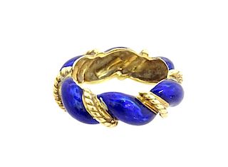 14K Blue Enameled Ring