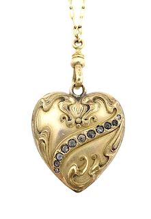 10K Heart Locket with necklace