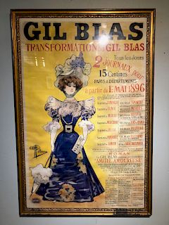 French Vintage Framed Poster Titled " Transformation Du Gil Blas"