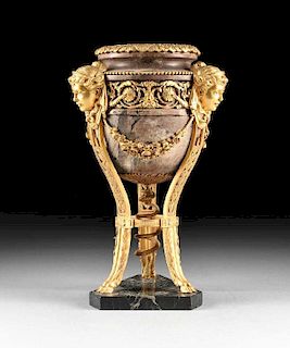 Large French, 19th Century Gilt Bronze Mounted Marble Urn 