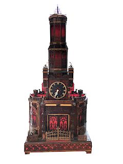 New Orleans Gothic Style Parquetry Clock Circa 1920