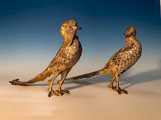Fine Pair of Large TANE' Mexico STELING SILVER .925 Table Pheasants 

