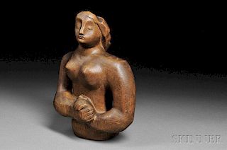 British School, 20th Century      Female Nude with Hands Clasped