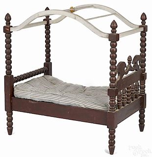 Doll's painted canopy bed, early 20th c., 36 3/4''