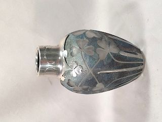 Antique French Art Nouveau Silver Mounted Glass Vase