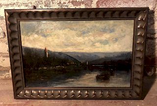 O/C Painting by John Appleton Brown American 1844-02 Lakeview
with Boats