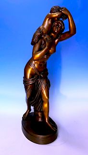 Gilt Bronze of Nude With Baby Satyr Signed Clodion French Foundry Circa 1900