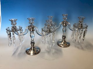Pair of Hawkes Crysta  Sterling Silver Candle Holders 