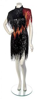 * A Bob Mackie Black and Red Sequin and Spangle Cocktail Dress, No size.
