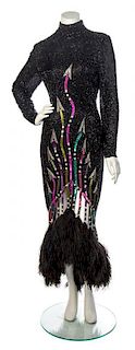 * A Bob Mackie Black Sequin Arrow Dress, Size 10.