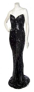 * A Bob Mackie Black Strapless Sequin Gown, No size.