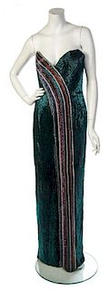 * A Bob Mackie Multicolor Strapless Beaded Gown Ensemble, No size.