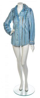 * A Carlos Tivioli Light Blue Striped Fur Jacket, No size.