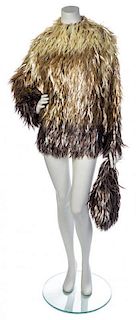 * A Chloe Brown Ombre Spangled Coat and Purse, No size.