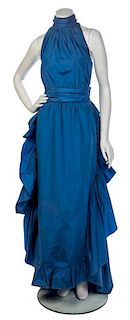 * A Christian Dior French Blue Taffeta Gown, No size.