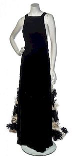 * A Courreges Couture Black Velvet Column Dress, No size.