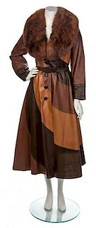 * An Emanuel Ungaro Brown Leather Trench Coat, No size.