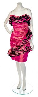 * An Emanuel Ungaro Iridescent Pink Strapless Cocktail Dress, Size 10.