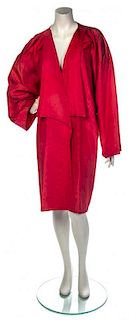 * An Emanuel Ungaro Red Taffeta Coat, No size.