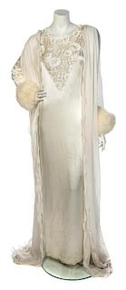* An Enzo Russo White Evening Gown, Dress size 44.