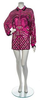 * A Fabrice Magenta Silk and Beaded Shirt, Size L.