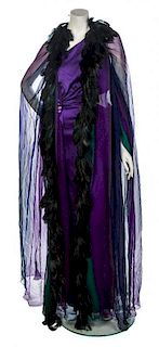* A Guy Laroche Purple Gown and Cape, No size.