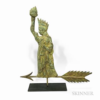 Small Molded Copper Statue of Liberty Weathervane