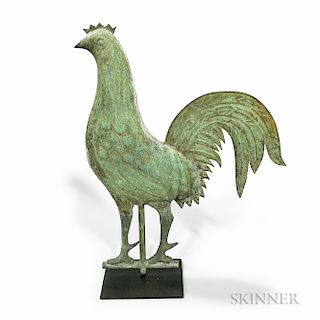 Small Molded Copper Full-body Rooster Weathervane