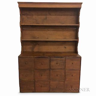 Country Pine Two-piece Step-back Cupboard