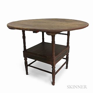 Red-painted Pine Round-top Hutch Table