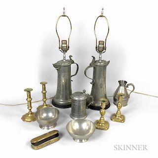 Group of Pewter and Brass Items
