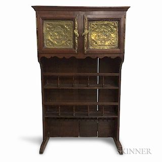 French Fruitwood and Pierced Brass Cupboard