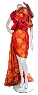 * A Irene Galitzine Red and Orange Jacquard Mini Dress, No size.