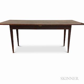 Country Red-painted Pine Taper-leg Dining Table